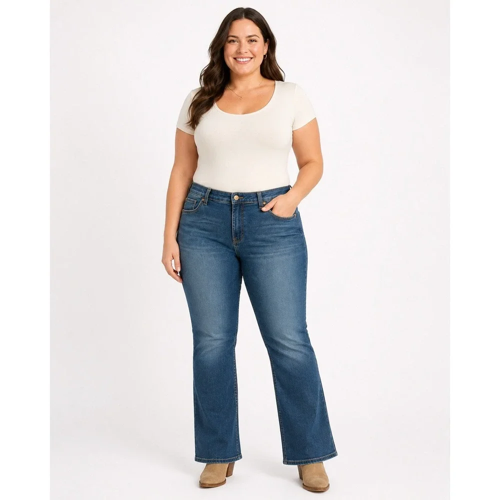 Frye Women's High Rise Cuffed Crop Jeans Size 12/31 Blue Stretch Straight Leg